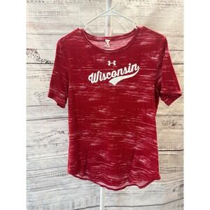 Under‎ Armour Wisconsin Badgers HeatGear Loose Fit Red T Shirt Women's Large